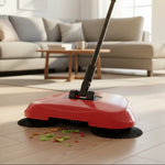 Floor Sweeper Manual 360° Rotating Brushes Easy-Empty Dirt Box