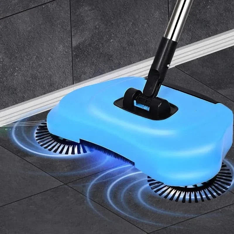 Floor Sweeper Manual 360° Rotating Brushes Easy-Empty Dirt Box