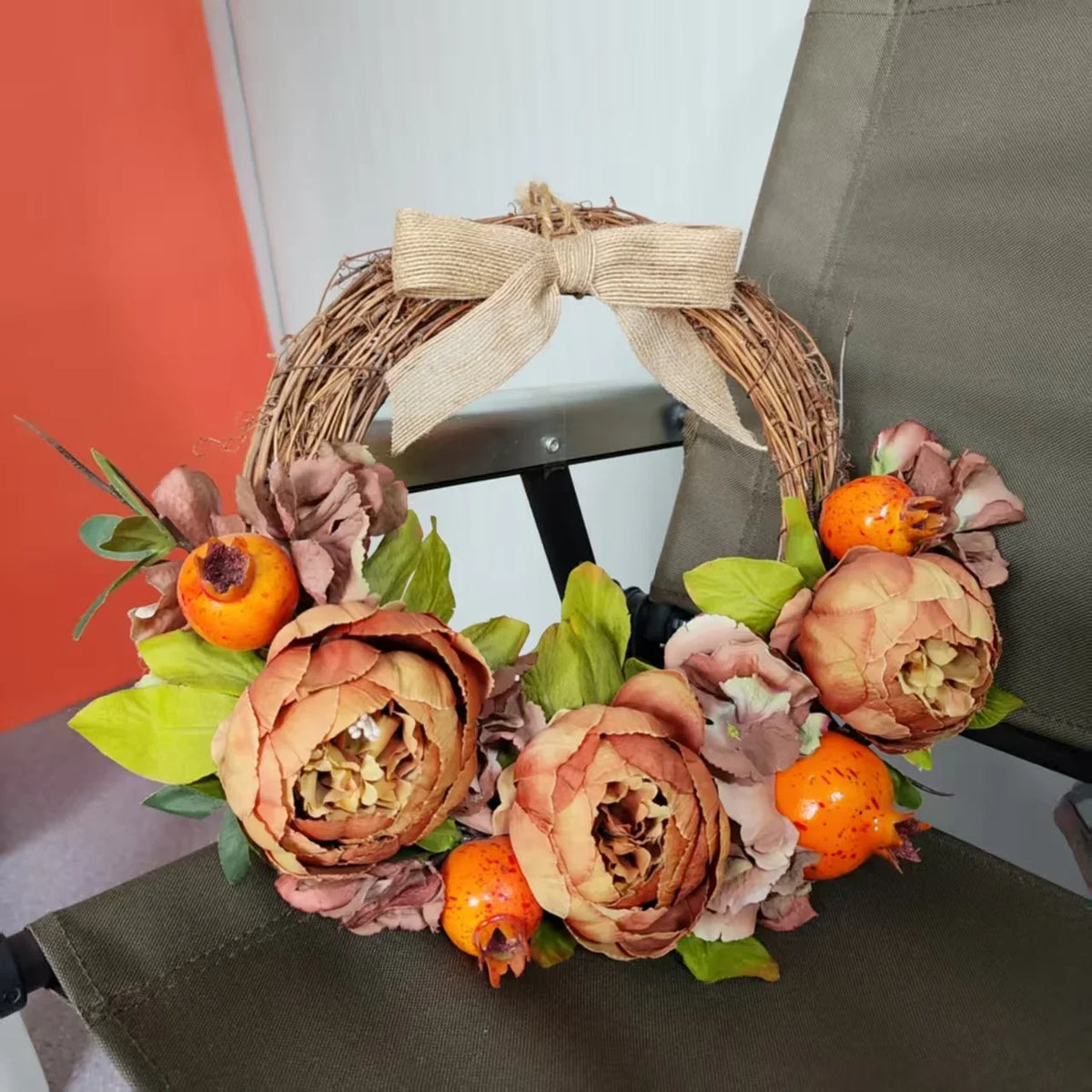Floral Wreath Rustic Lifelike Flowers & Greenery