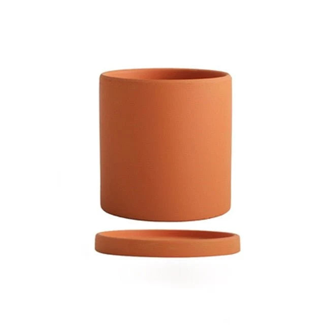 Flower Pot Ceramic Matching Saucer & Drainage Hole