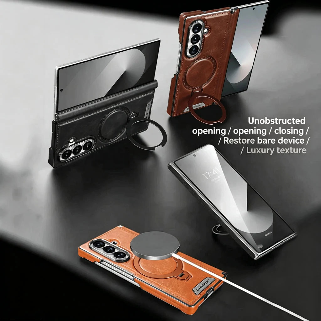 Foldable Phone Case Hinge Protection Magnetic Ring & Kickstand