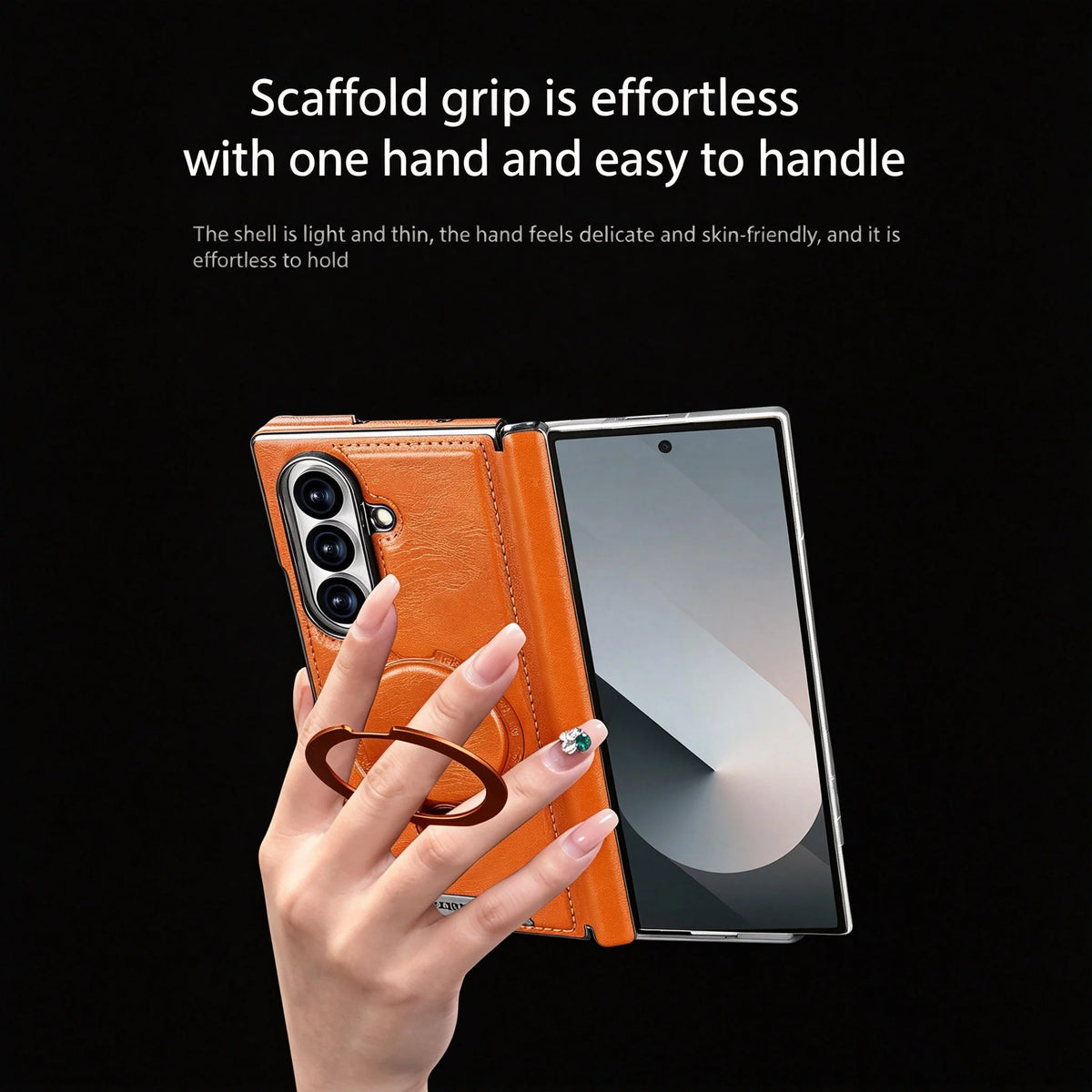 Foldable Phone Case Hinge Protection Magnetic Ring & Kickstand