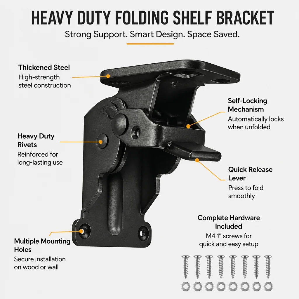 Folding Bracket Steel Self-Locking 500 lb Capacity