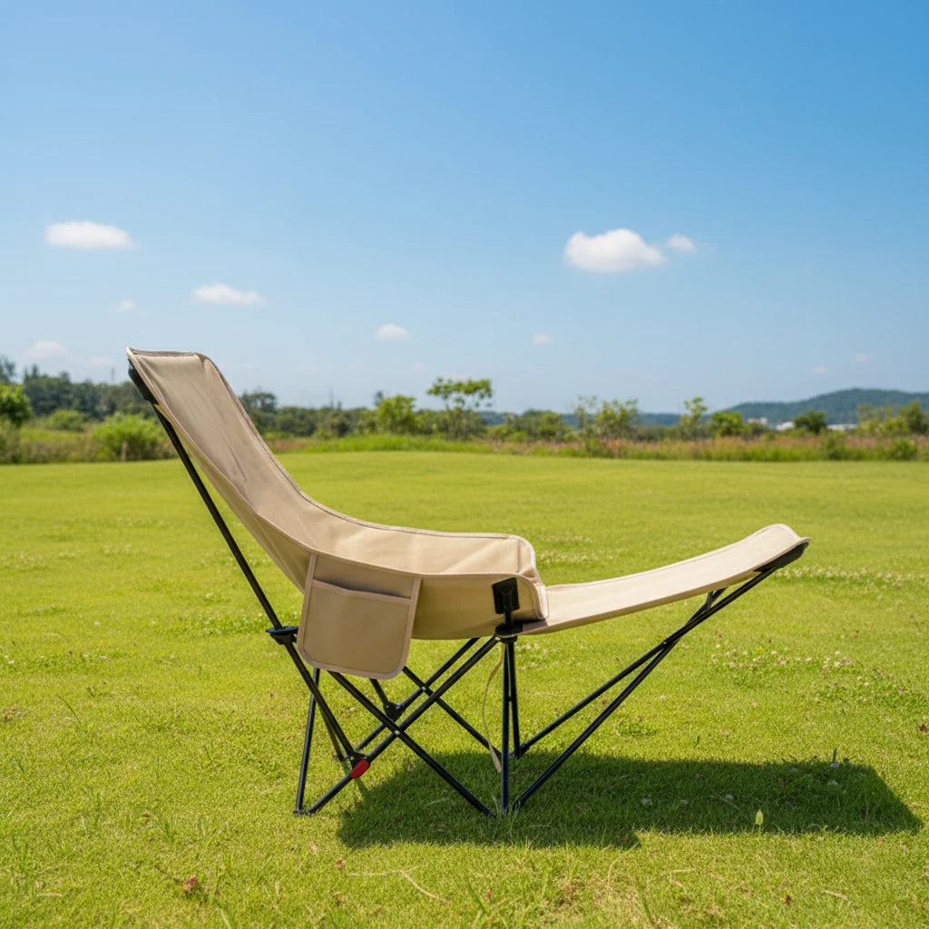 Folding Camping Chair Footrest Steel Frame & Oxford Fabric