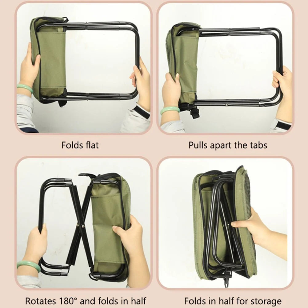 Folding Chair Backpack Waterproof Seat & Ultralight Steel Frame