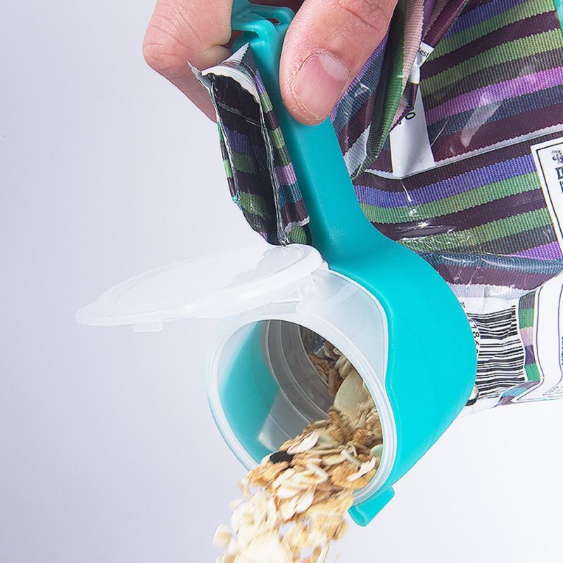 Food Bag Clip Airtight Seal Built-In Pour Spout Reusable