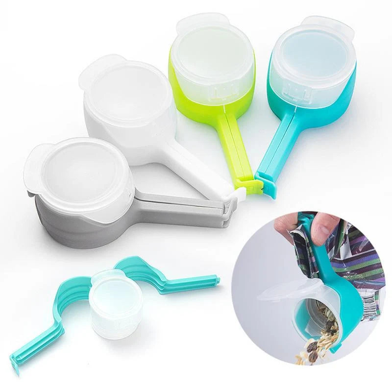 Food Bag Clip Airtight Seal Built-In Pour Spout Reusable