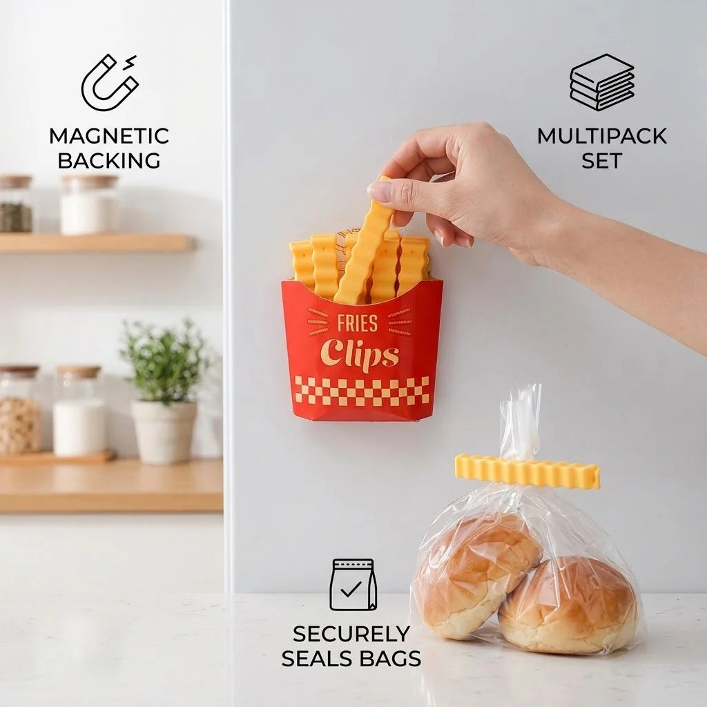 Food Bag Clips Reusable With Magnetic Holder