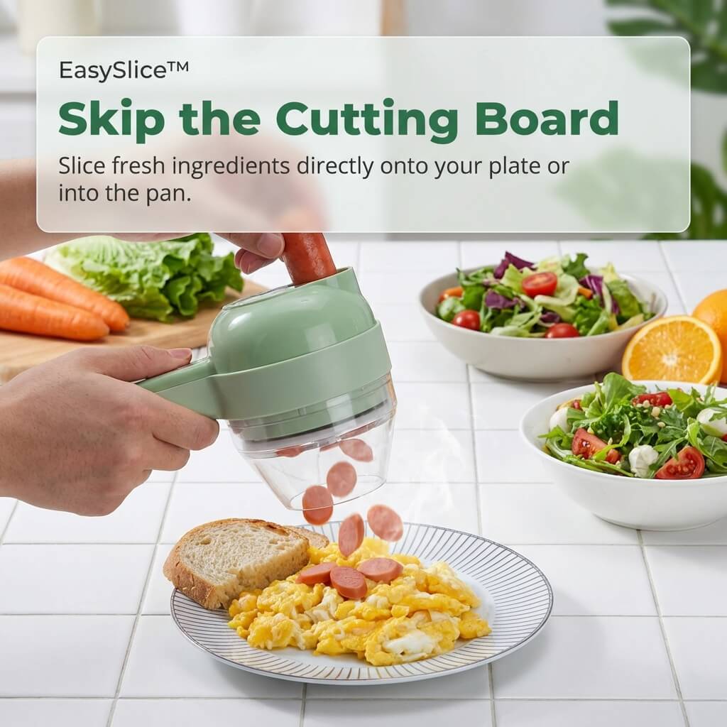 Food Chopper Stainless Steel Blades USB-C Rechargeable Compact Design