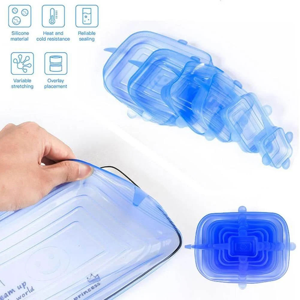 Food Covers Stretch-Fit Reusable Silicone Set of 6