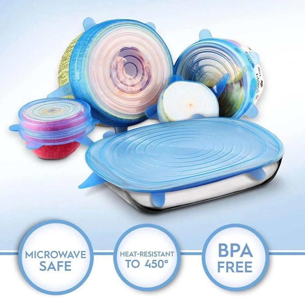 Food Covers Stretch-Fit Reusable Silicone Set of 6