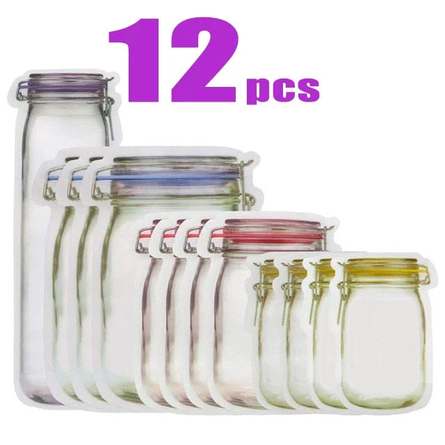 Food Storage Bags Reusable PE Plastic Zip-Top