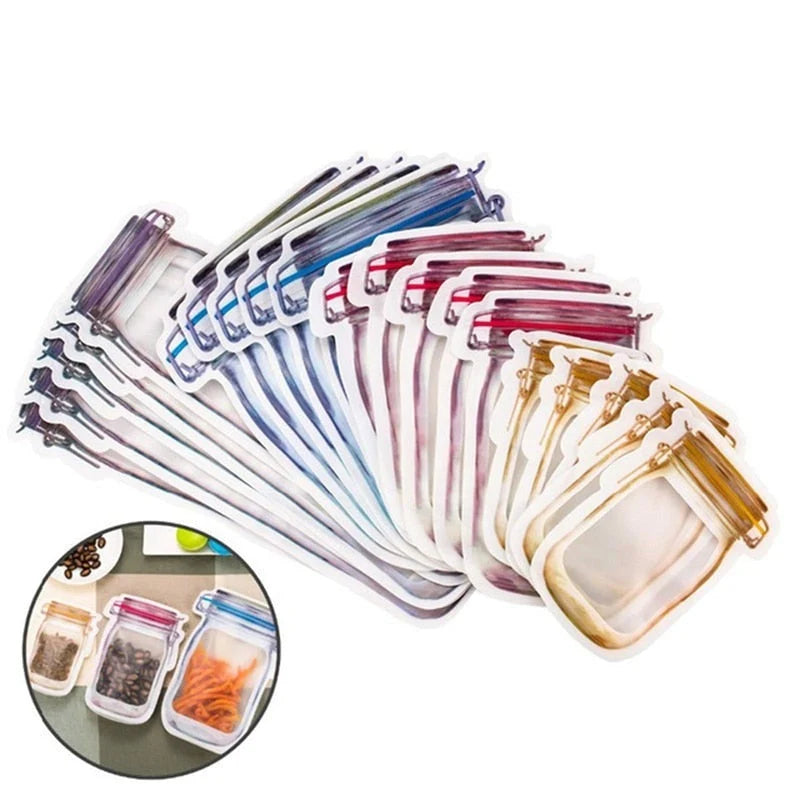 Food Storage Bags Reusable PE Plastic Zip-Top