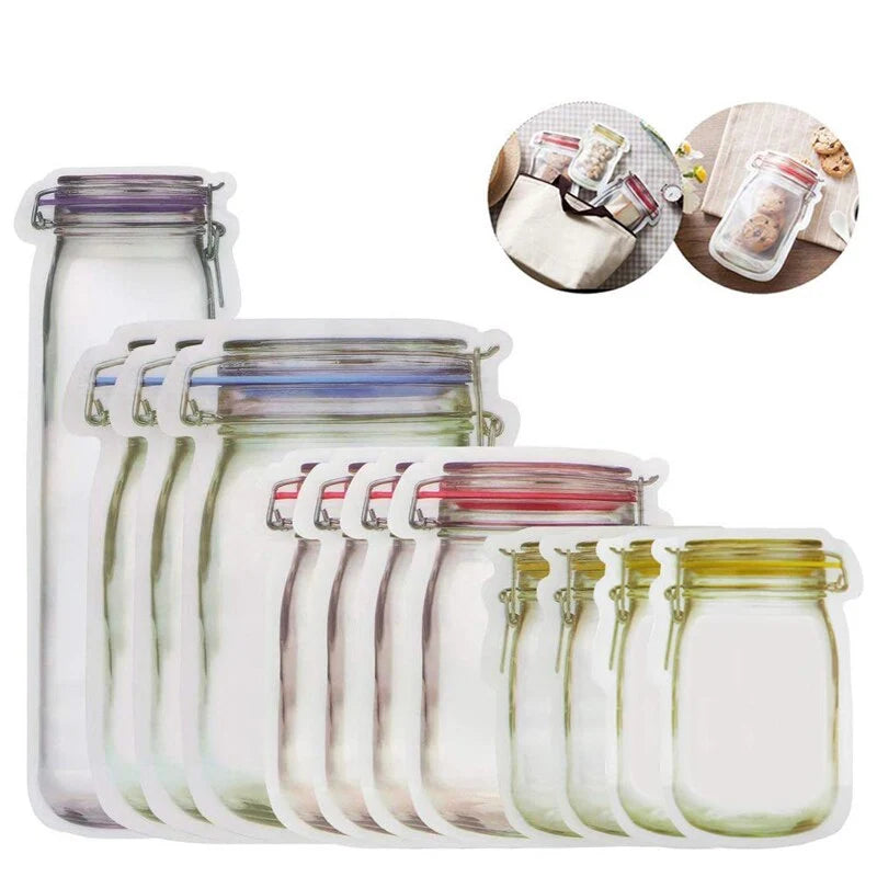 Food Storage Bags Reusable PE Plastic Zip-Top