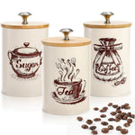 Food Storage Canister Set Iron Bamboo Lids Set of 3
