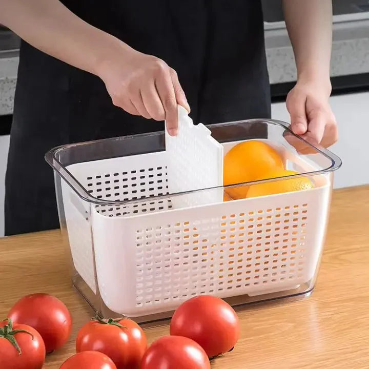 Food Storage Container Built-In Strainer Adjustable Compartments BPA-Free