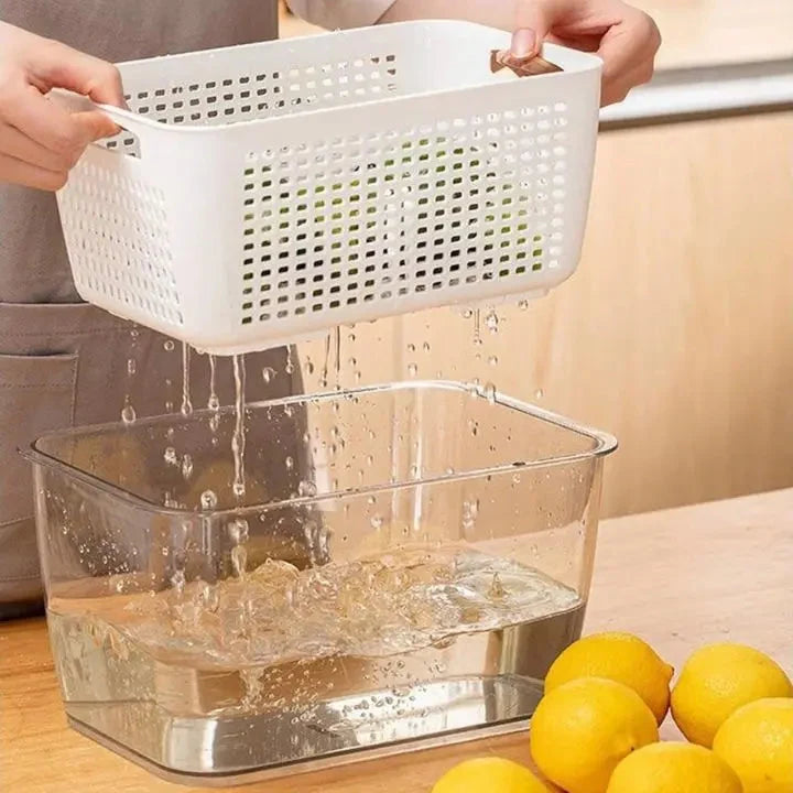 Food Storage Container Built-In Strainer Adjustable Compartments BPA-Free
