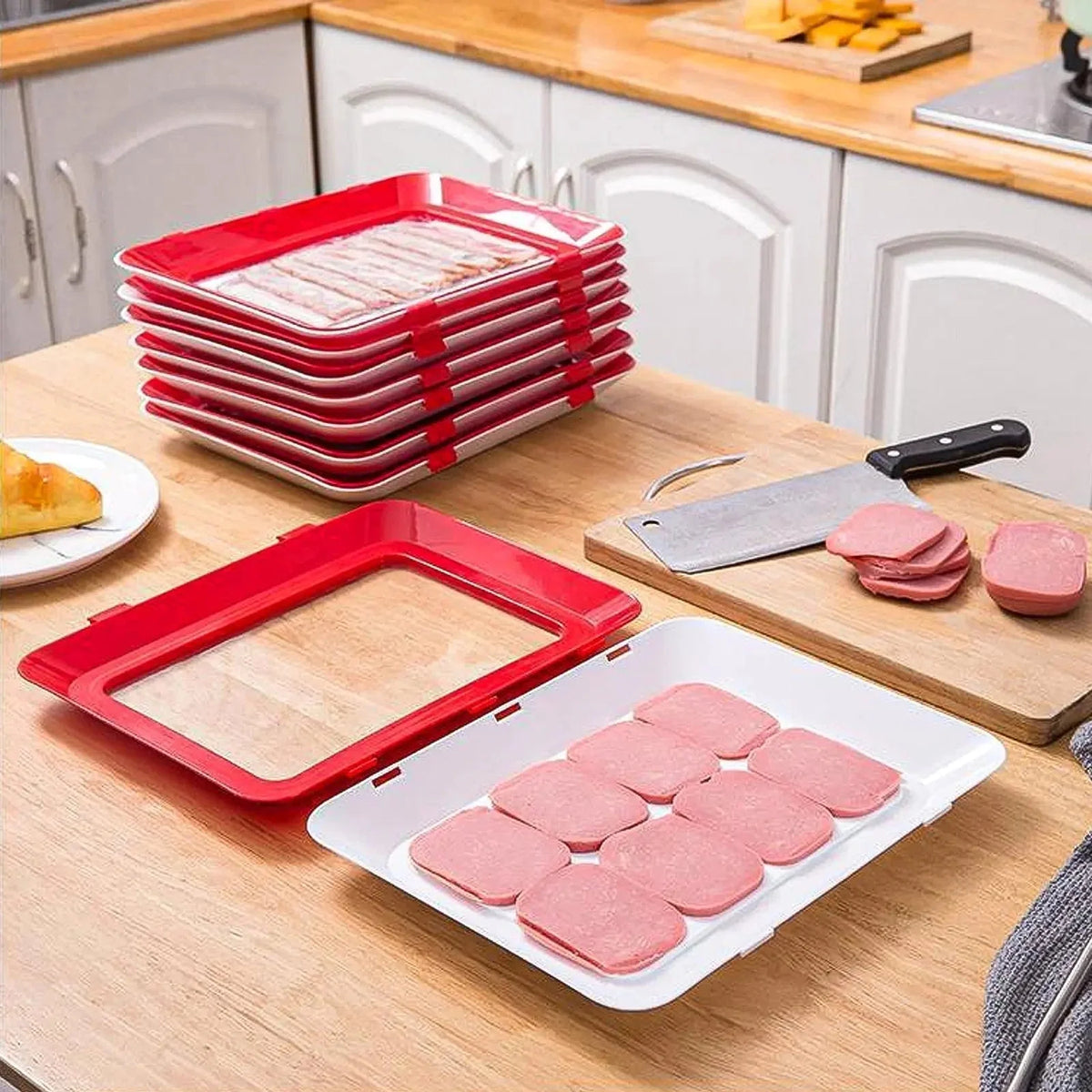 Food Storage Tray Airtight Seal Stackable Reusable Plastic
