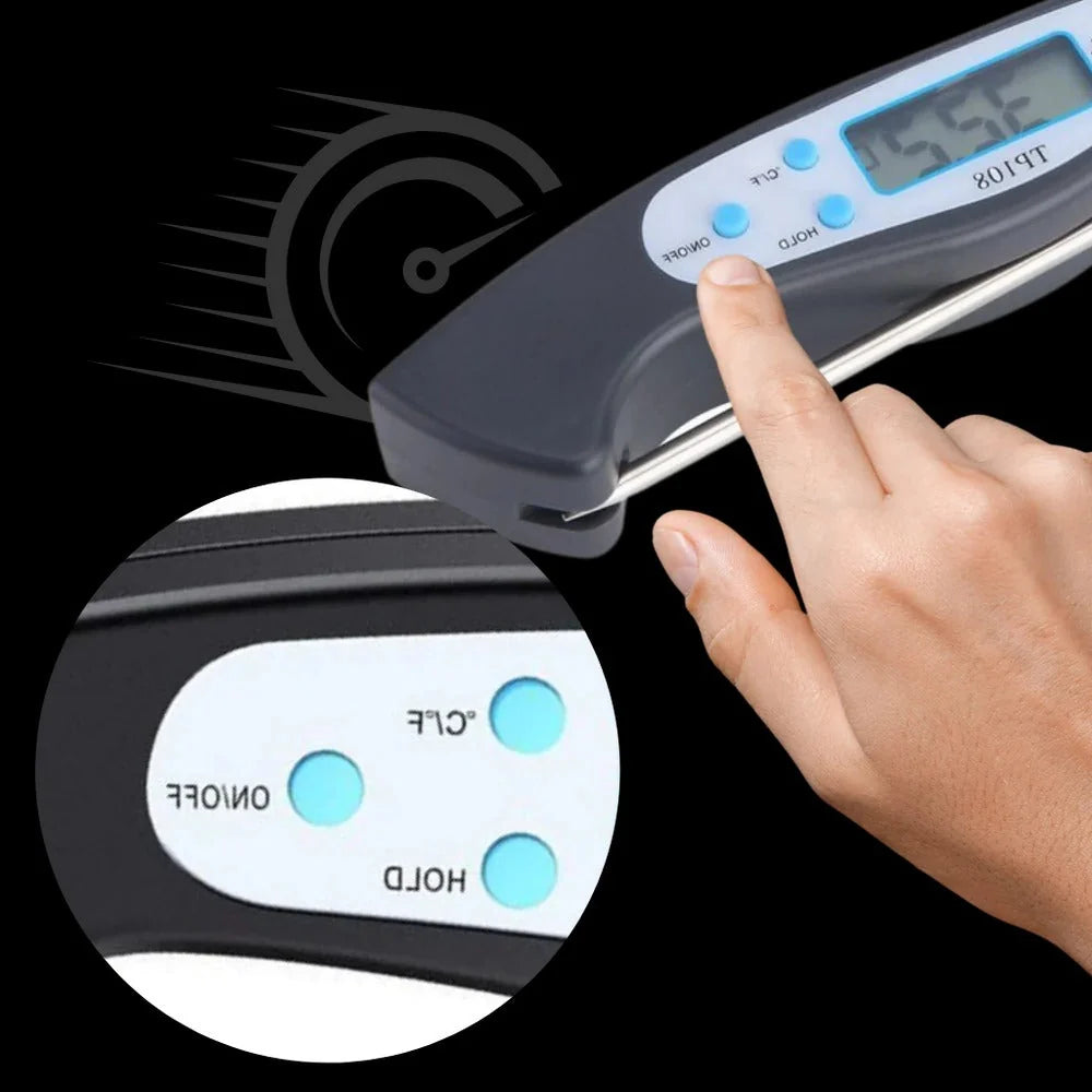 Food Thermometer Instant-Read Foldable Stainless Steel Probe