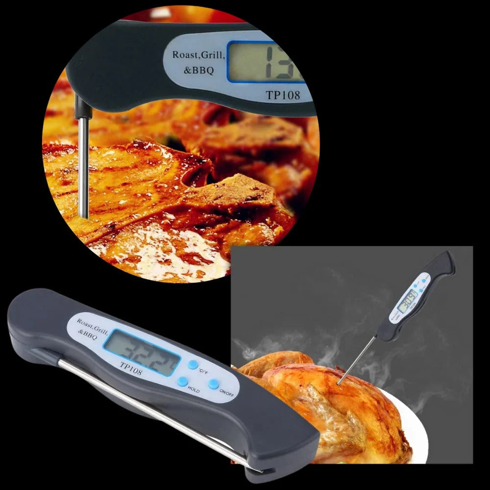 Food Thermometer Instant-Read Foldable Stainless Steel Probe