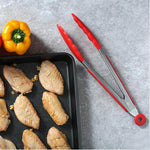 Food Tongs Silicone 9- or 12-Inch Red
