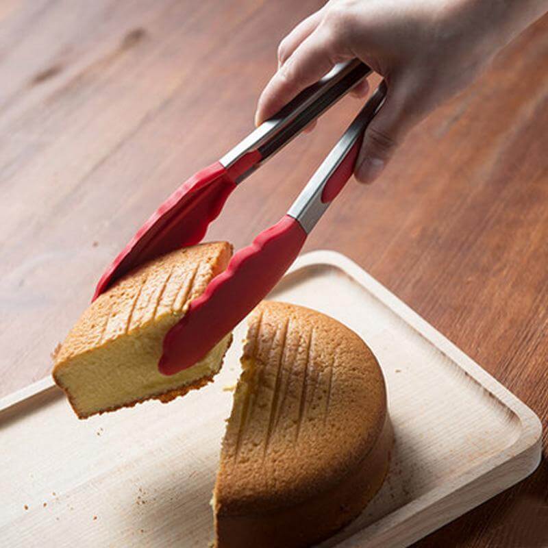 Food Tongs Silicone 9- or 12-Inch Red
