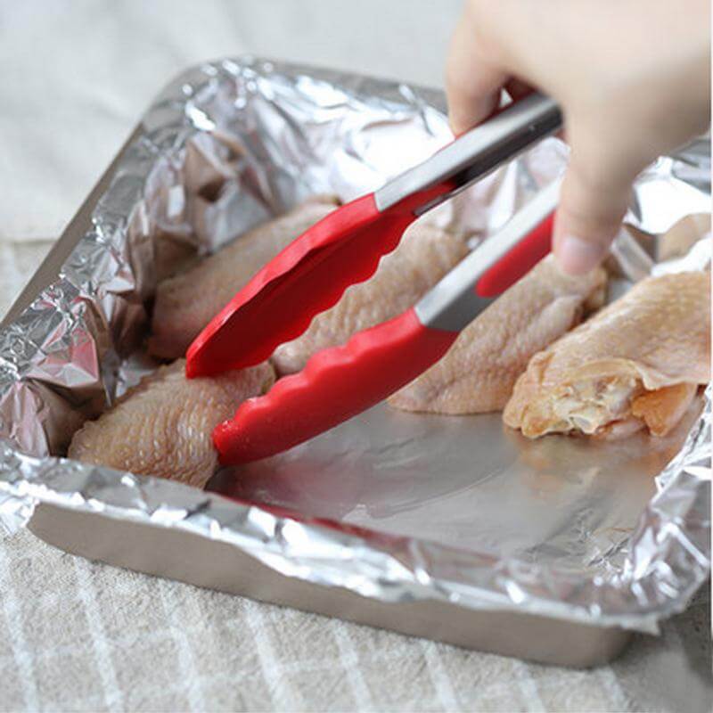 Food Tongs Silicone 9- or 12-Inch Red