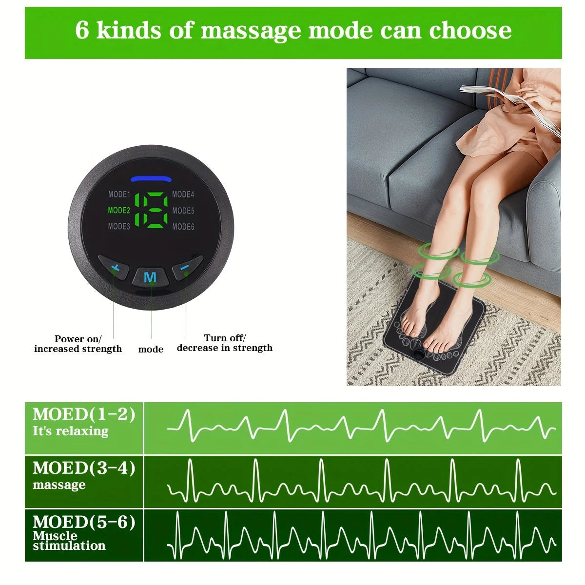 Foot Massager Pad Foldable Rechargeable EMS & TENS