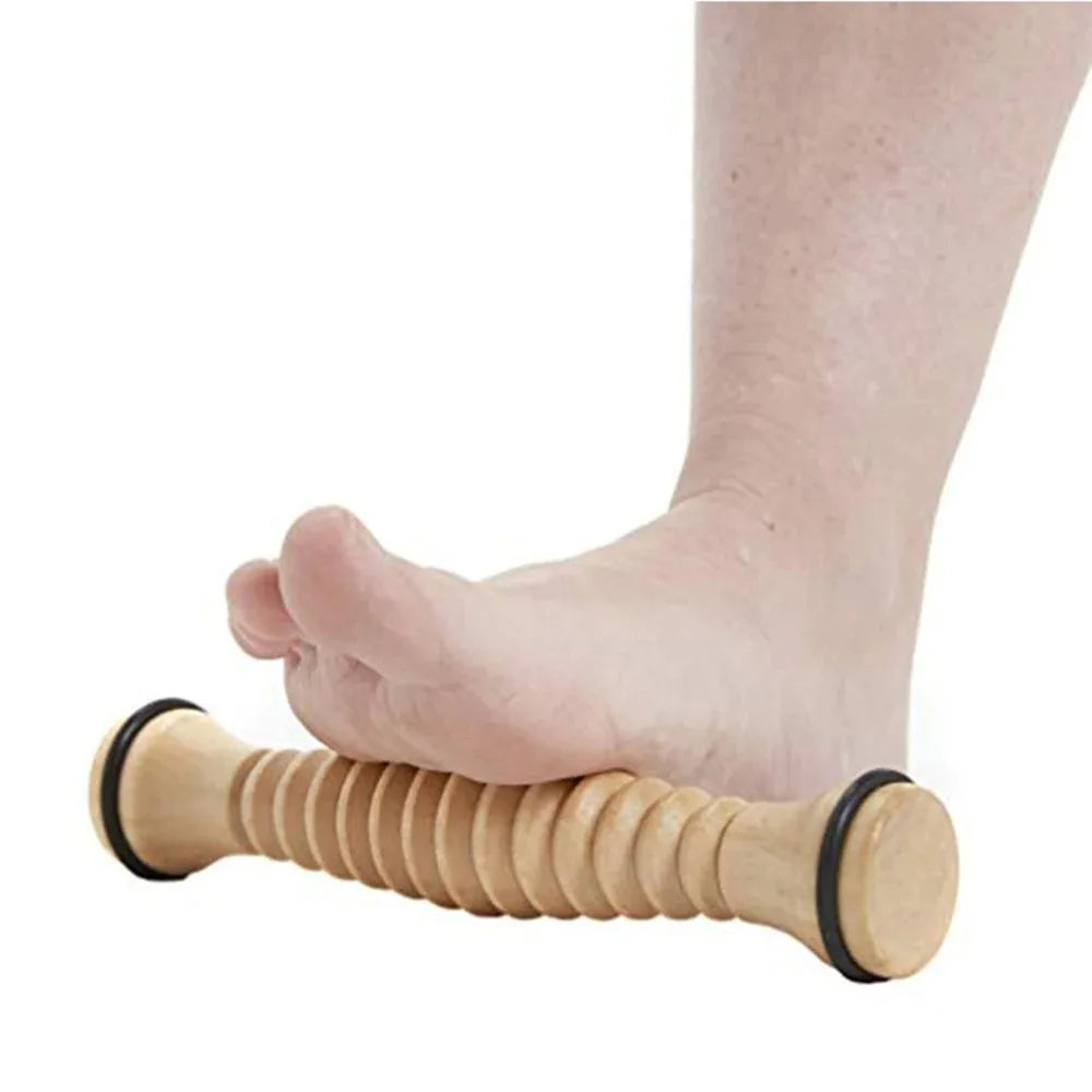 Foot Massager Roller Natural Wood Acupressure Ridges