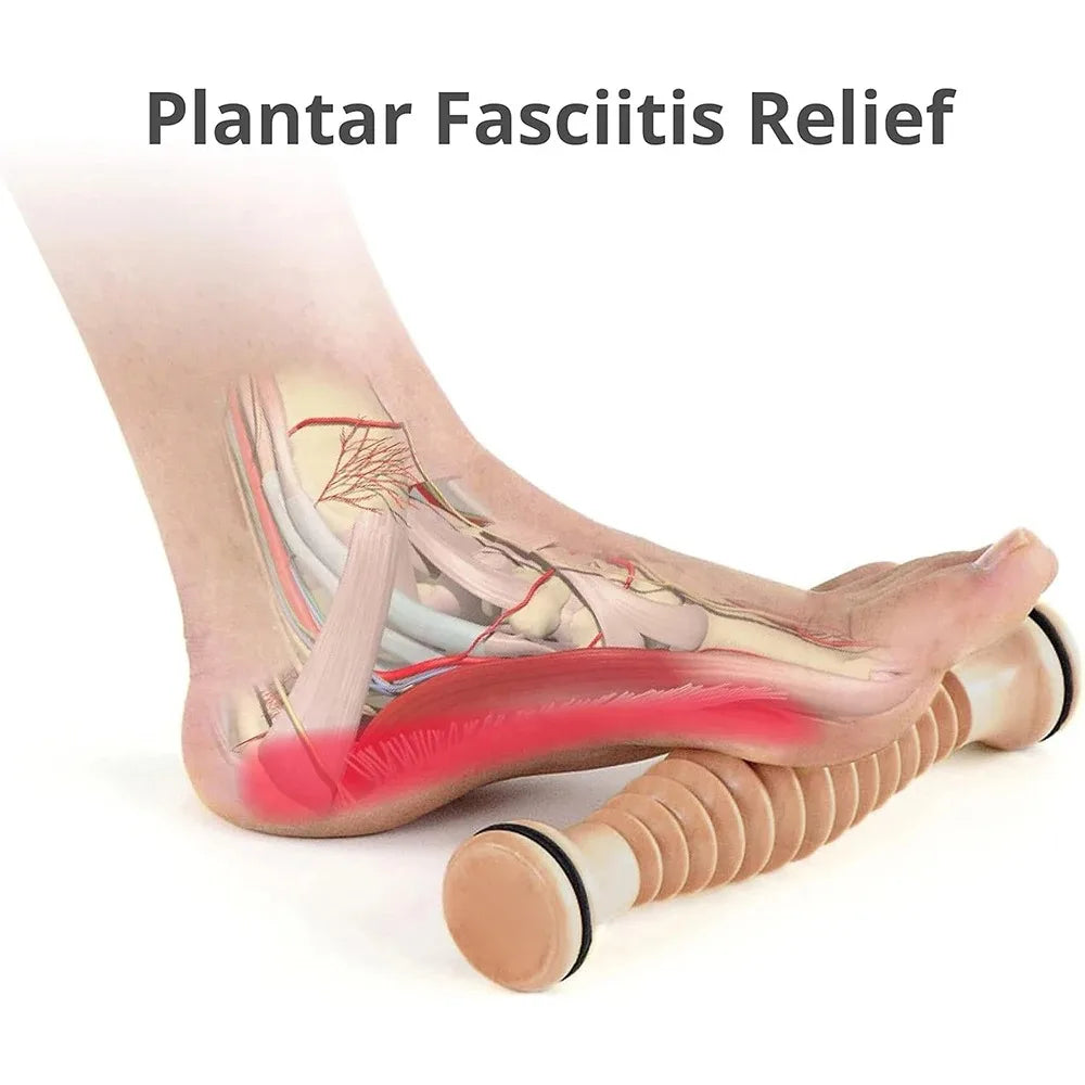 Foot Massager Roller Natural Wood Acupressure Ridges