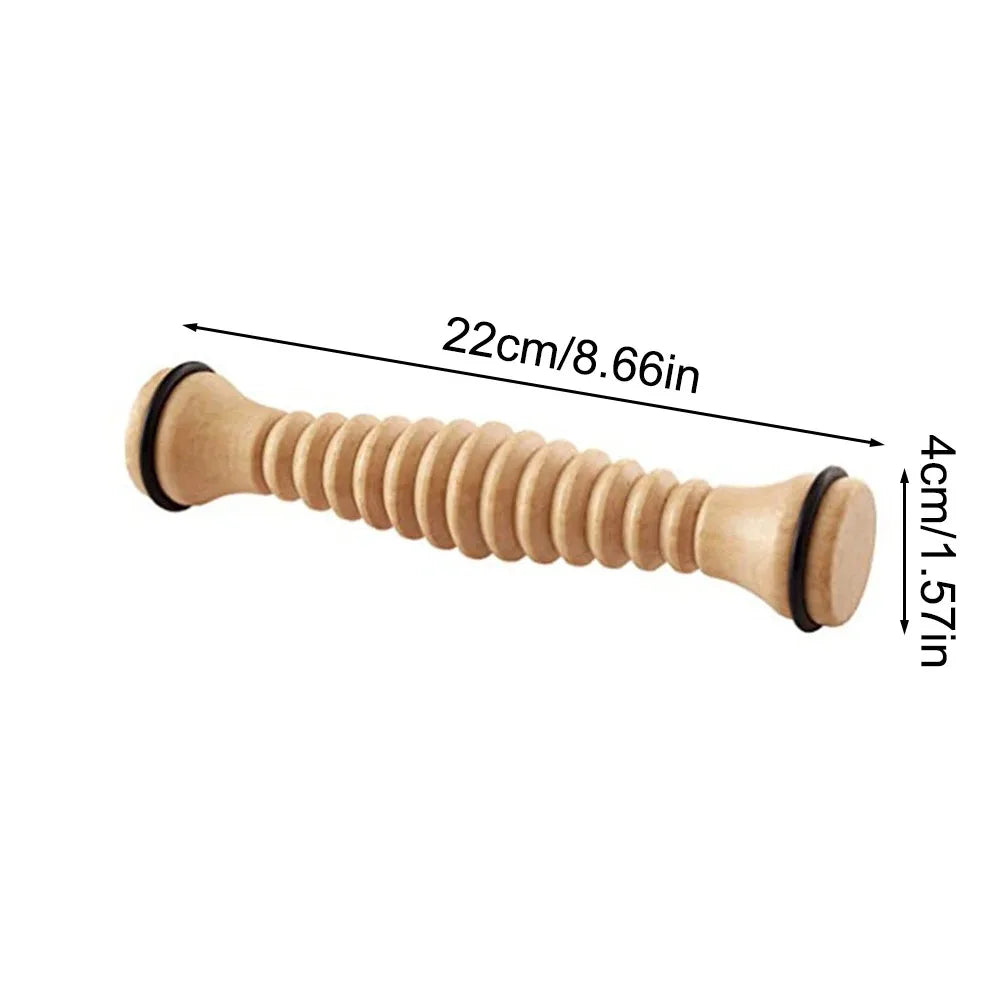 Foot Massager Roller Natural Wood Acupressure Ridges