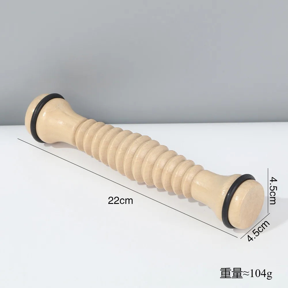 Foot Massager Roller Natural Wood Acupressure Ridges