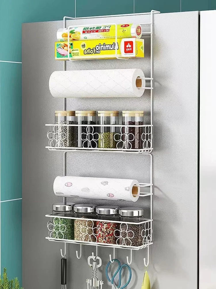 Fridge Organizer Rack Multi-Layer Rust-Proof Nail-Free Mounting