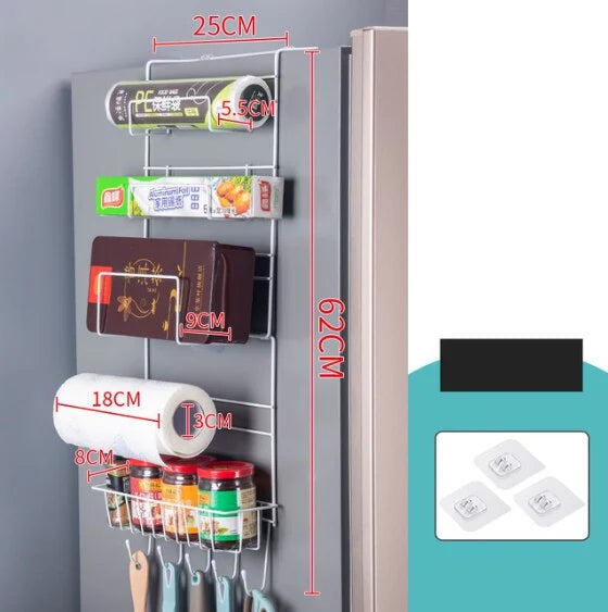 Fridge Organizer Rack Multi-Layer Rust-Proof Nail-Free Mounting