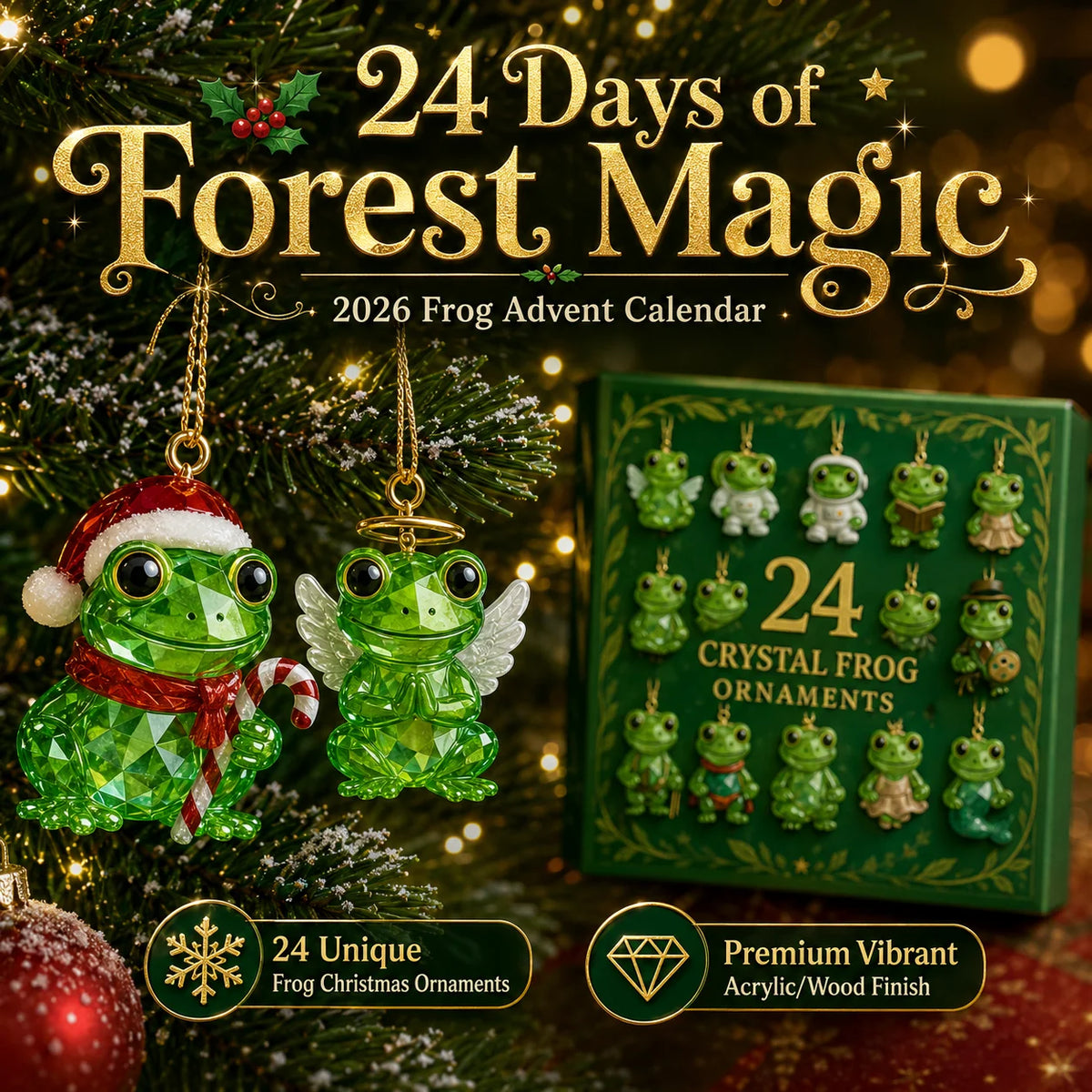 Frog Advent Calendar Crystal Figurines Set of 24