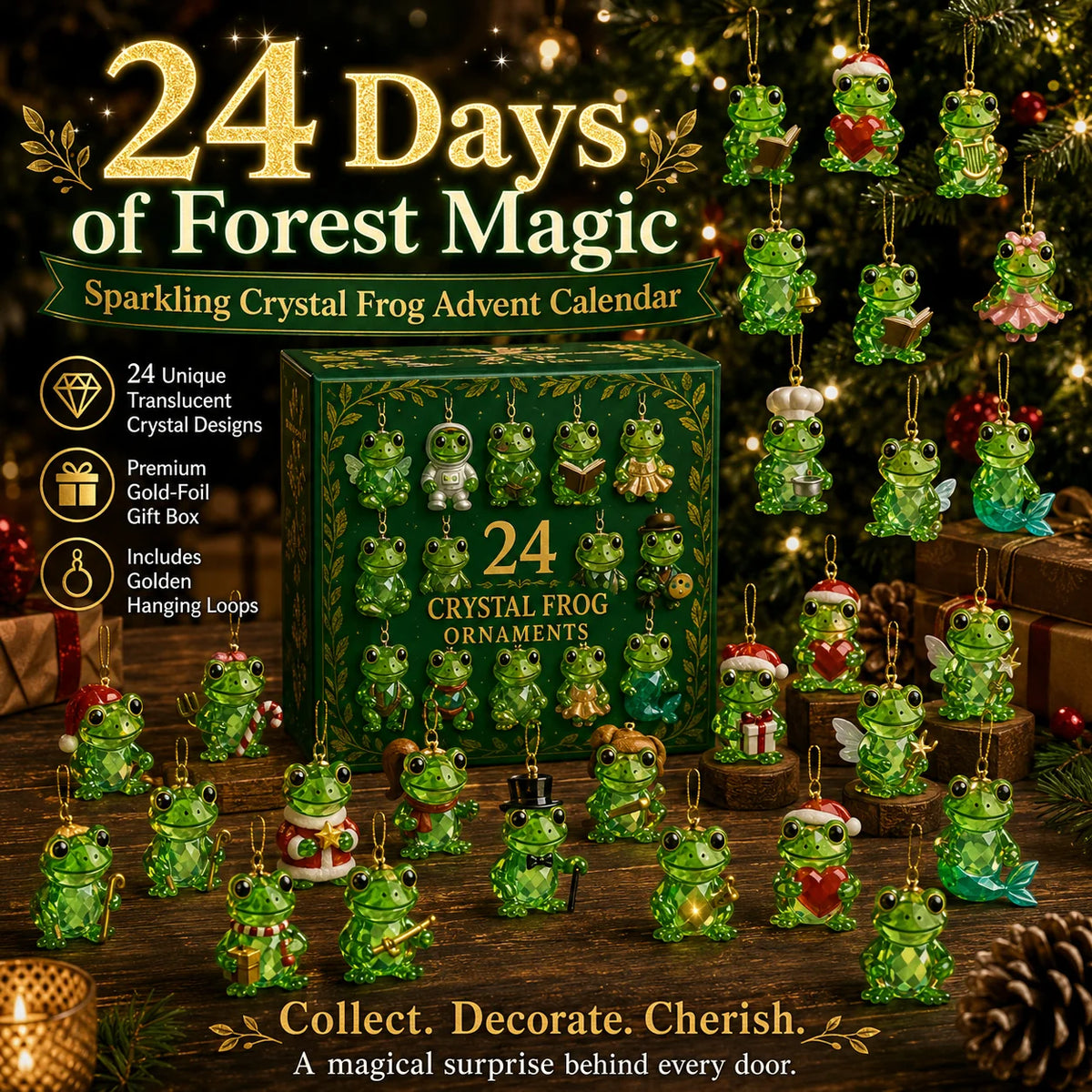 Frog Advent Calendar Crystal Figurines Set of 24