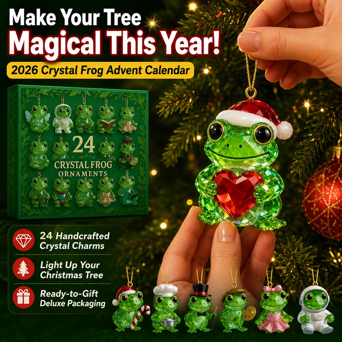 Frog Advent Calendar Crystal Figurines Set of 24