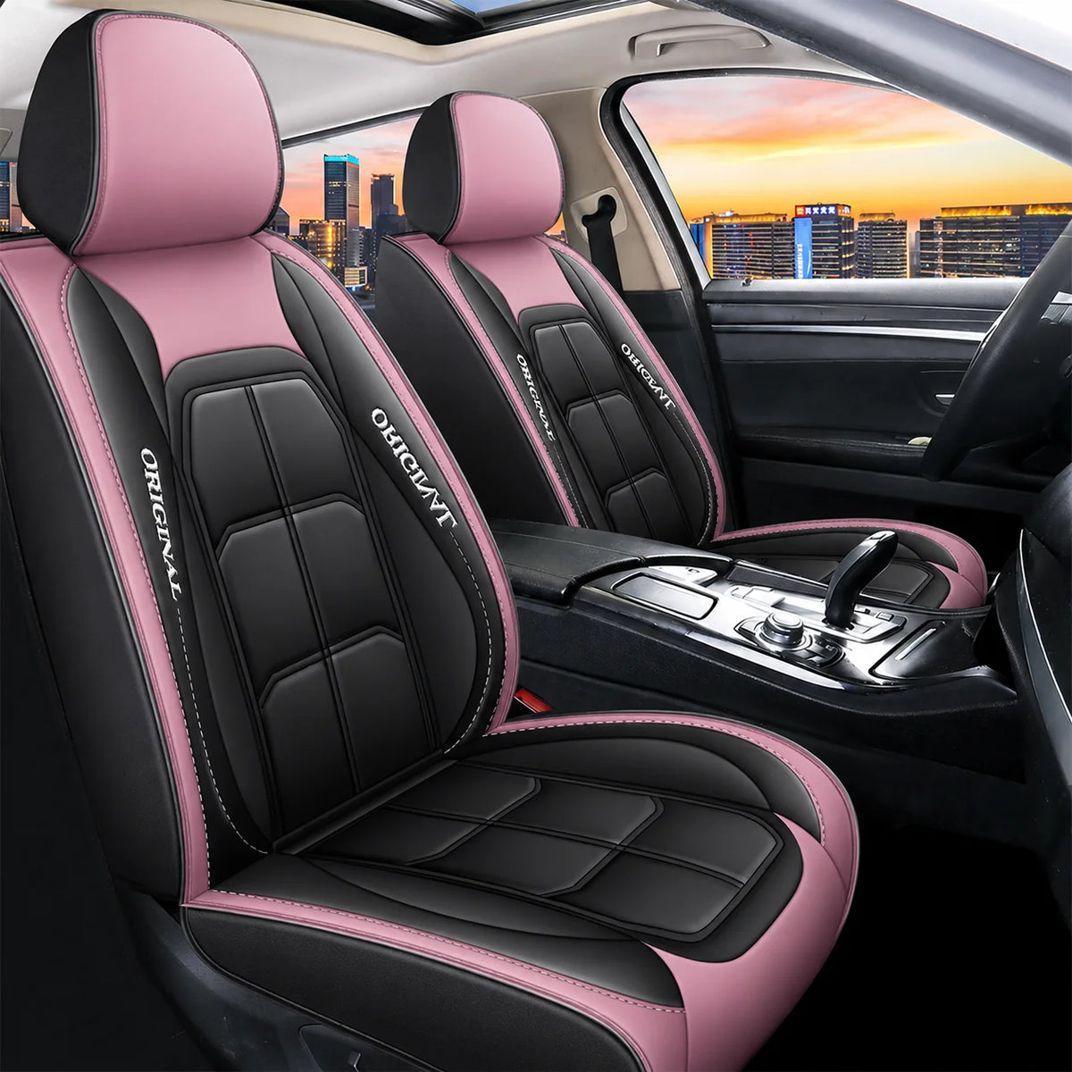Front Seat Covers PU Leather Universal Fit 2-Piece