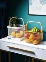 Fruit Basket Stackable Ventilated Iron Mesh Bamboo Handle