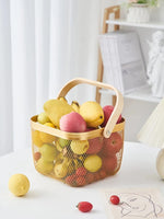 Fruit Basket Stackable Ventilated Iron Mesh Bamboo Handle