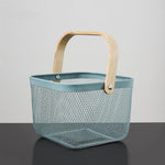 Fruit Basket Stackable Ventilated Iron Mesh Bamboo Handle