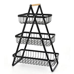 Fruit Basket Stand Carbon Steel Tiered Space-Saving Design