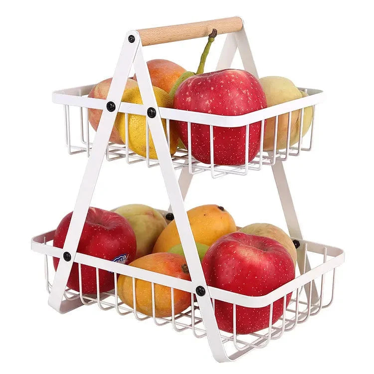 Fruit Basket Stand Carbon Steel Tiered Space-Saving Design