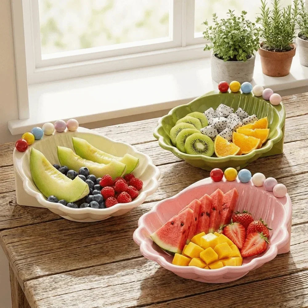 Fruit Bowl Ceramic Shell-Inspired Design Compact Size