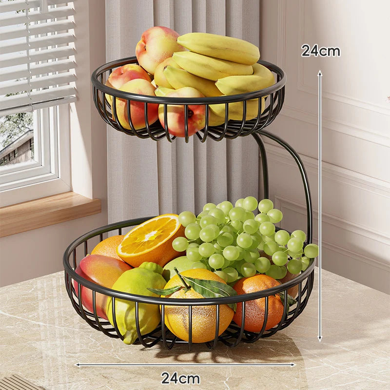 Fruit Bowl Stand Tiered Ventilated Wire Space-Saving
