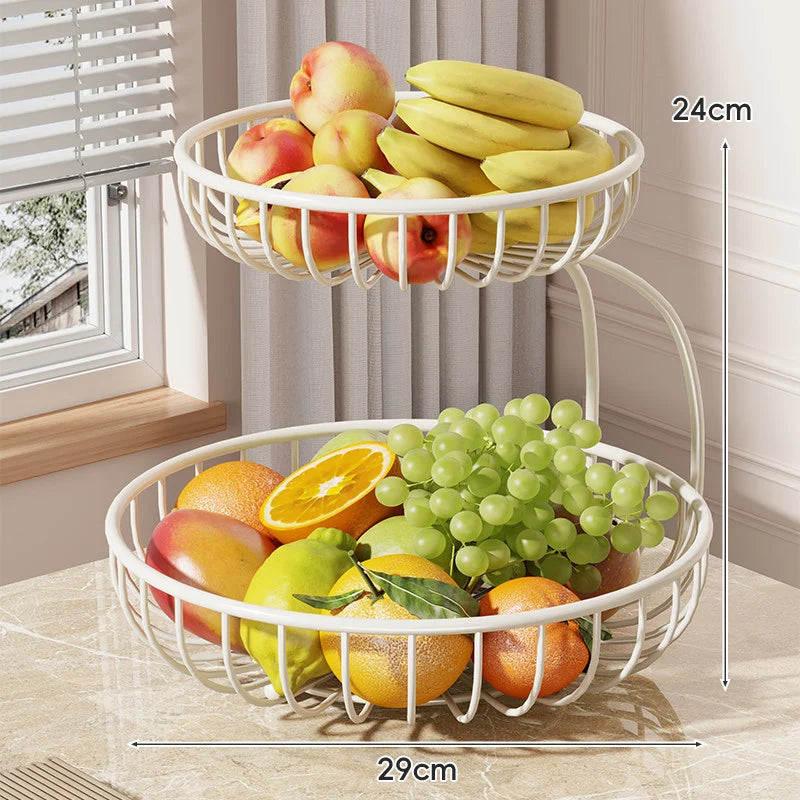 Fruit Bowl Stand Tiered Ventilated Wire Space-Saving