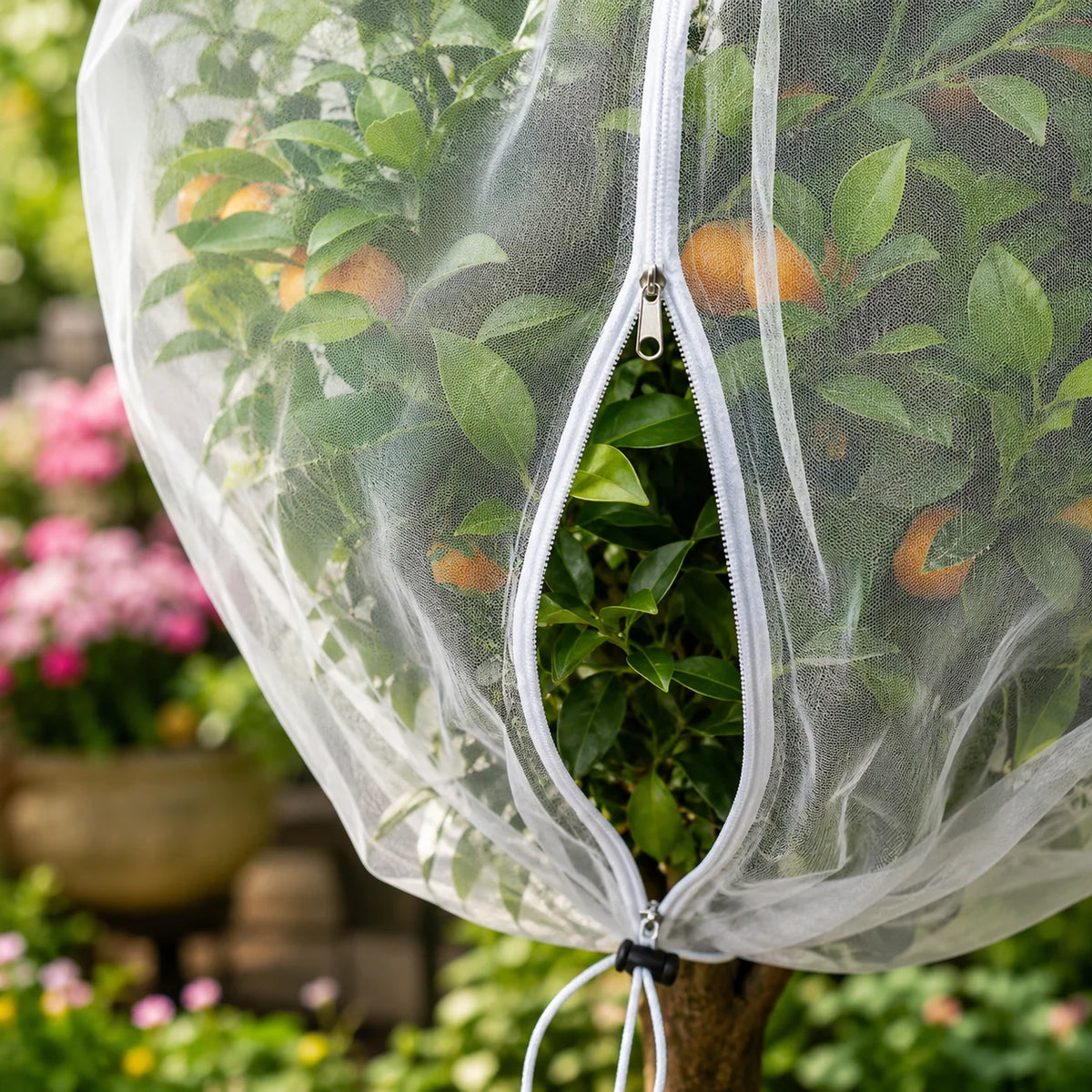 Fruit Protection Bag Breathable Mesh Drawstring & Zipper Closure