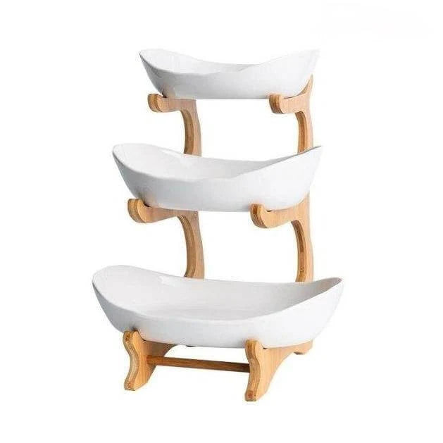 Fruit Serving Stand Multi-Tier Bamboo Support