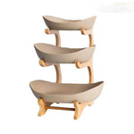 Fruit Serving Stand Multi-Tier Bamboo Support