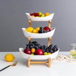 Fruit Serving Stand Multi-Tier Bamboo Support